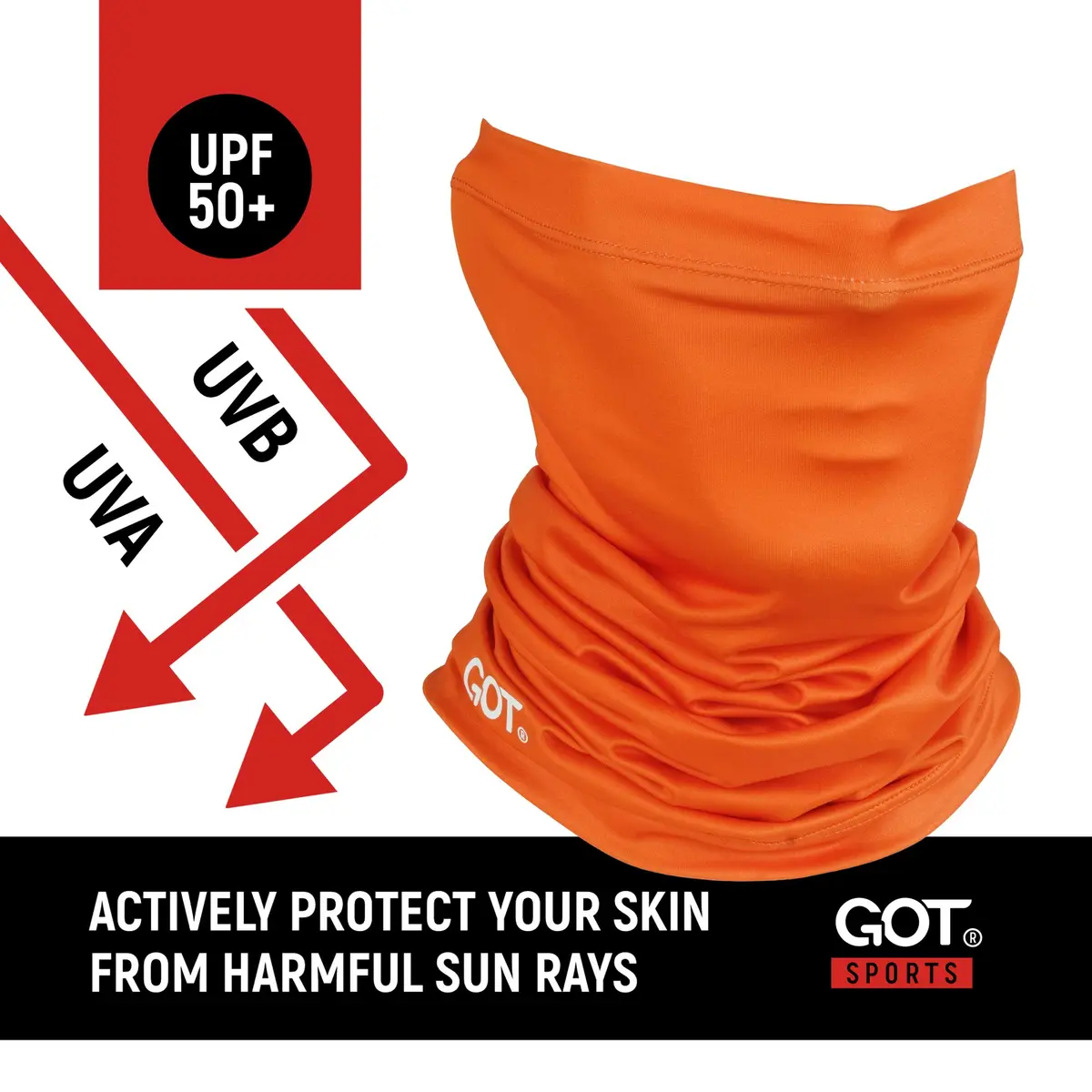 GOT Sports UPF 50+ Fishing Neck Gaiter - UV Face Mask Sun Protection (Blaze Orange) | Breathable, Lightweight, UV Shield - view 2