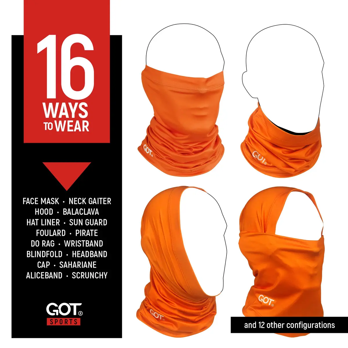 GOT Sports UPF 50+ Fishing Neck Gaiter - UV Face Mask Sun Protection (Blaze Orange) | Breathable, Lightweight, UV Shield - view 3