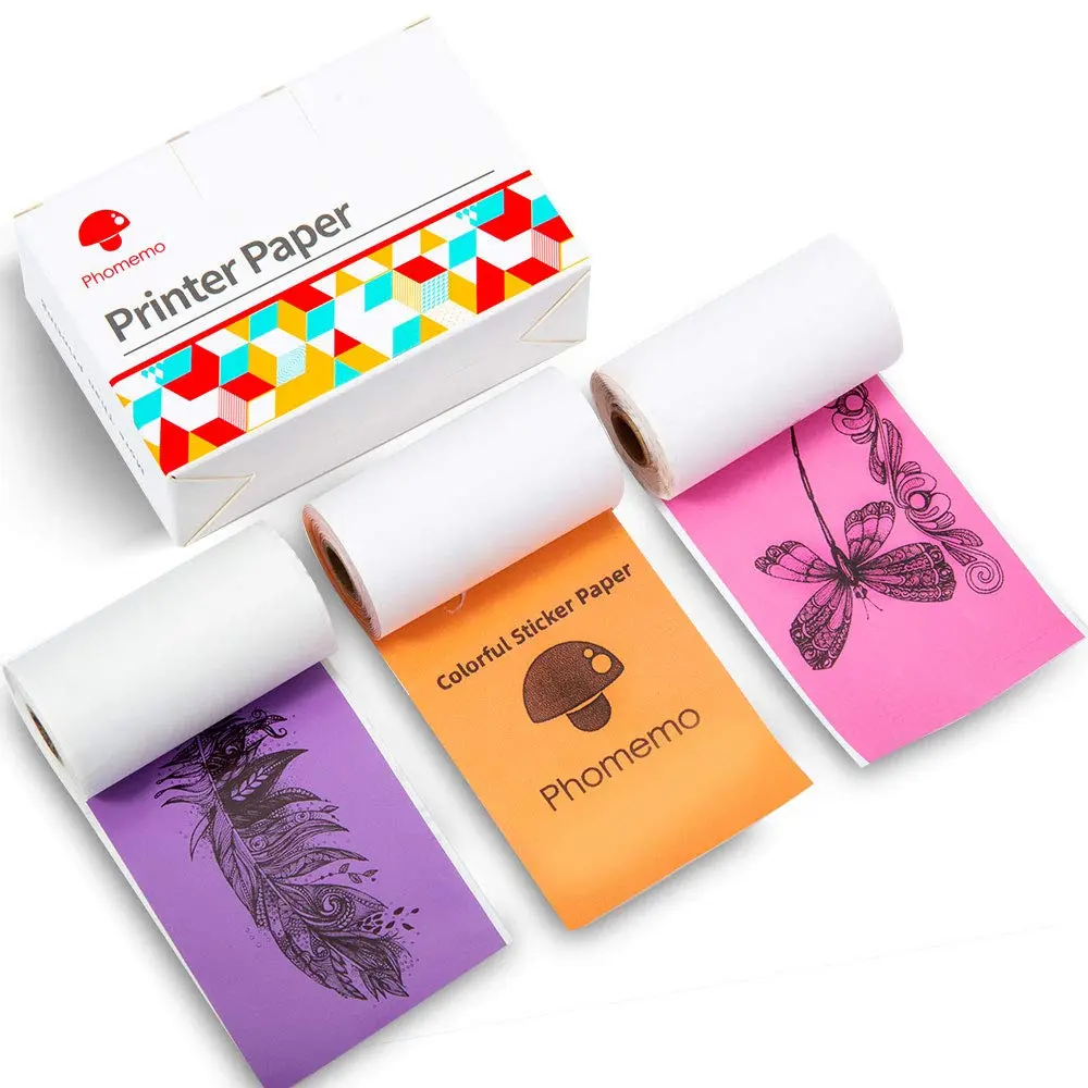 Phomemo M02/M02S/M02 Pro Paper | Multicolor Thermal Sticker Rolls for Portable Printer - main product image