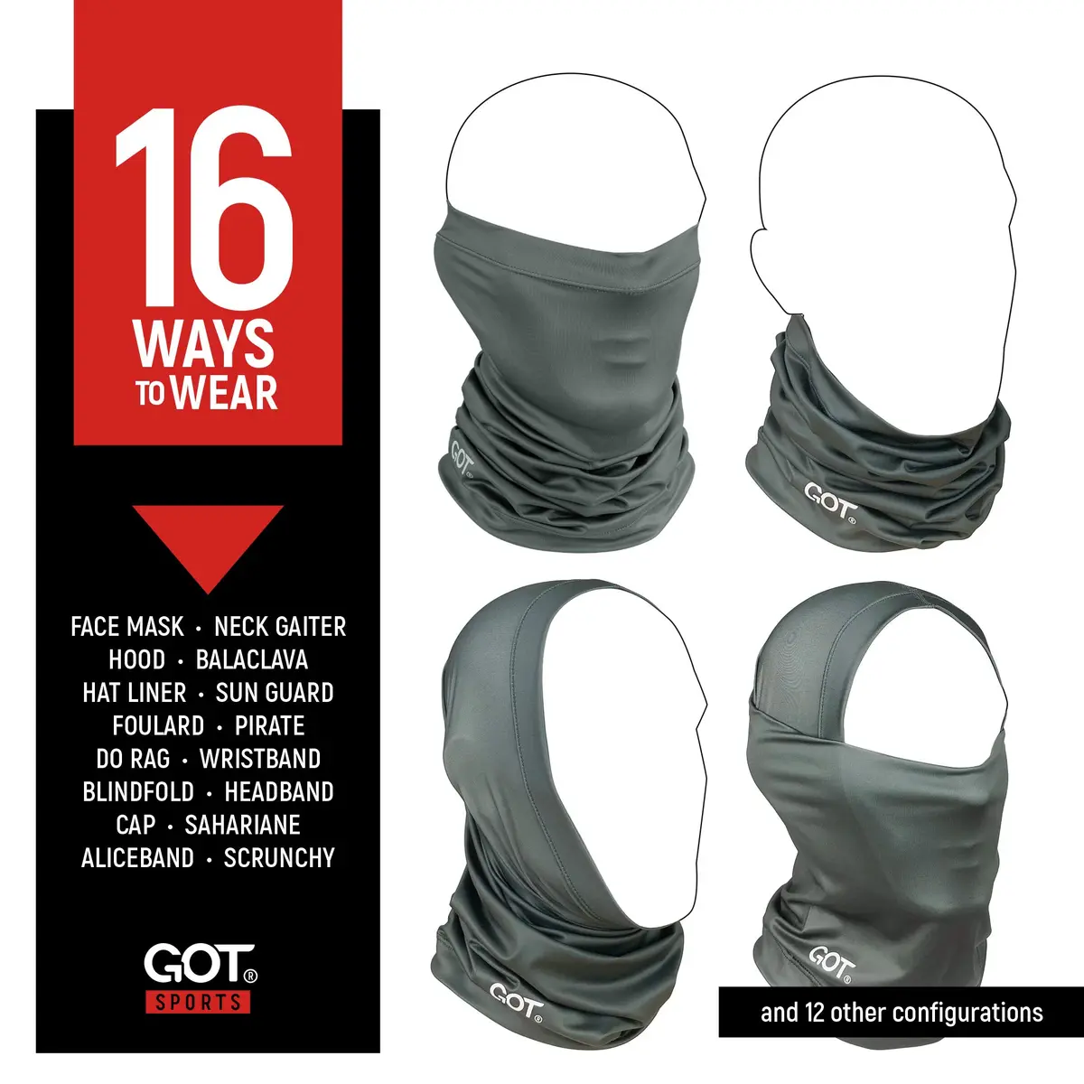 GOT Sports UPF 50+ Fishing Neck Gaiter UV Face Mask Sun Protection (Gunmetal Gray) | Breathable Polyester Blend - view 3