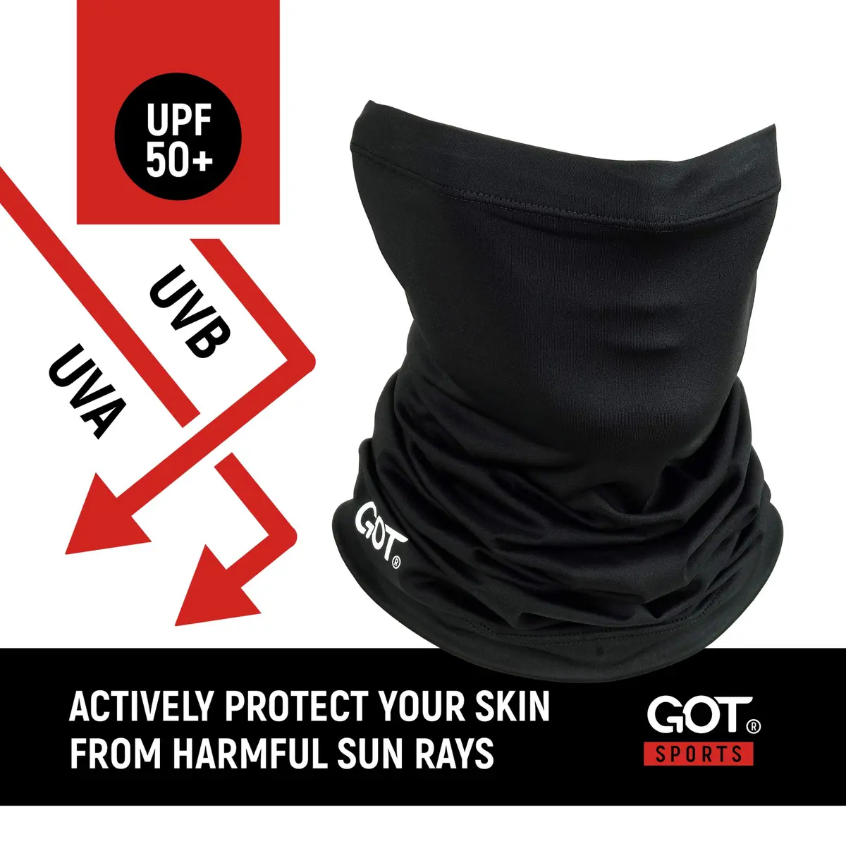 GOT Sports UPF 50+ Fishing Neck Gaiter - UV Face Mask Sun Protection (Midnight Black) | Breathable, Lightweight & Versatile - view 2