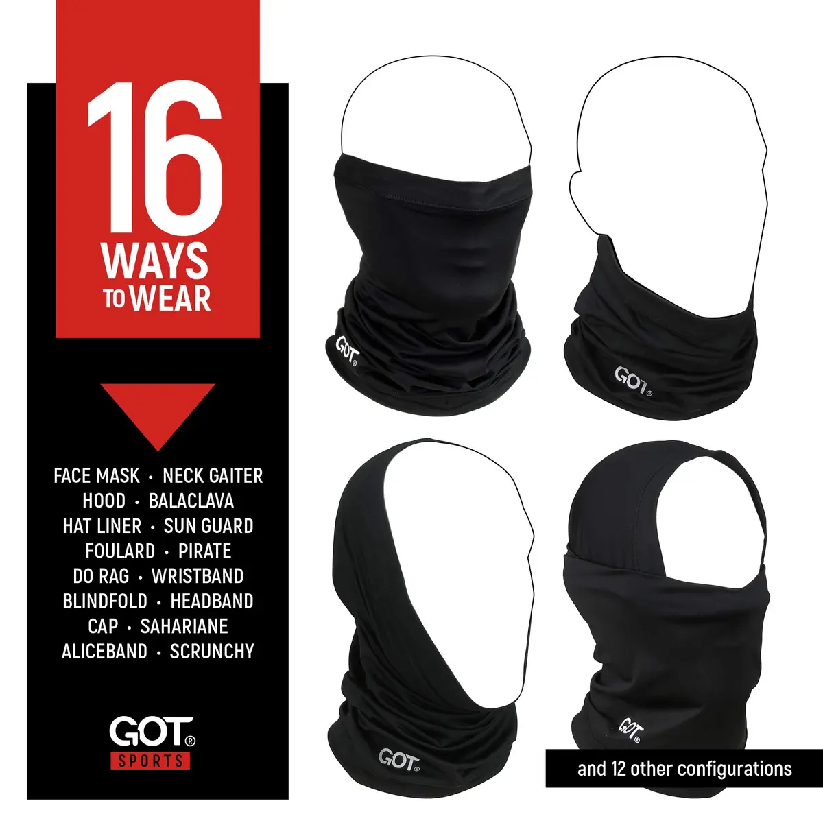 GOT Sports UPF 50+ Fishing Neck Gaiter - UV Face Mask Sun Protection (Midnight Black) | Breathable, Lightweight & Versatile - view 3