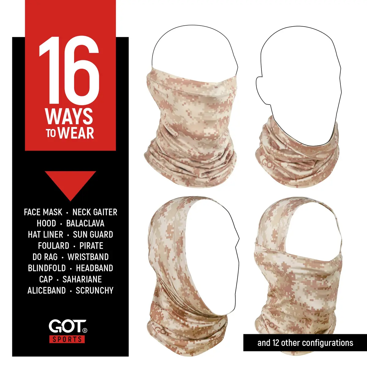 GOT Sports UPF 50+ Fishing Neck Gaiter - UV Face Mask Sun Protection (Digi Sand Camo) | Breathable, Lightweight, UV Shield - view 3