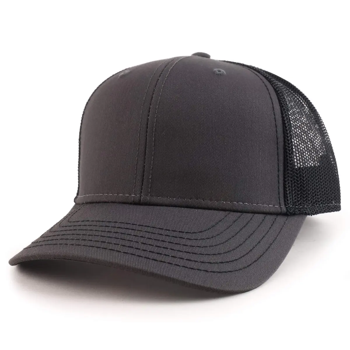 Armycrew Oversize XXL Low Profile Two Tone Mesh Back Trucker Baseball Cap - Charcoal Black - 2XL - main product image