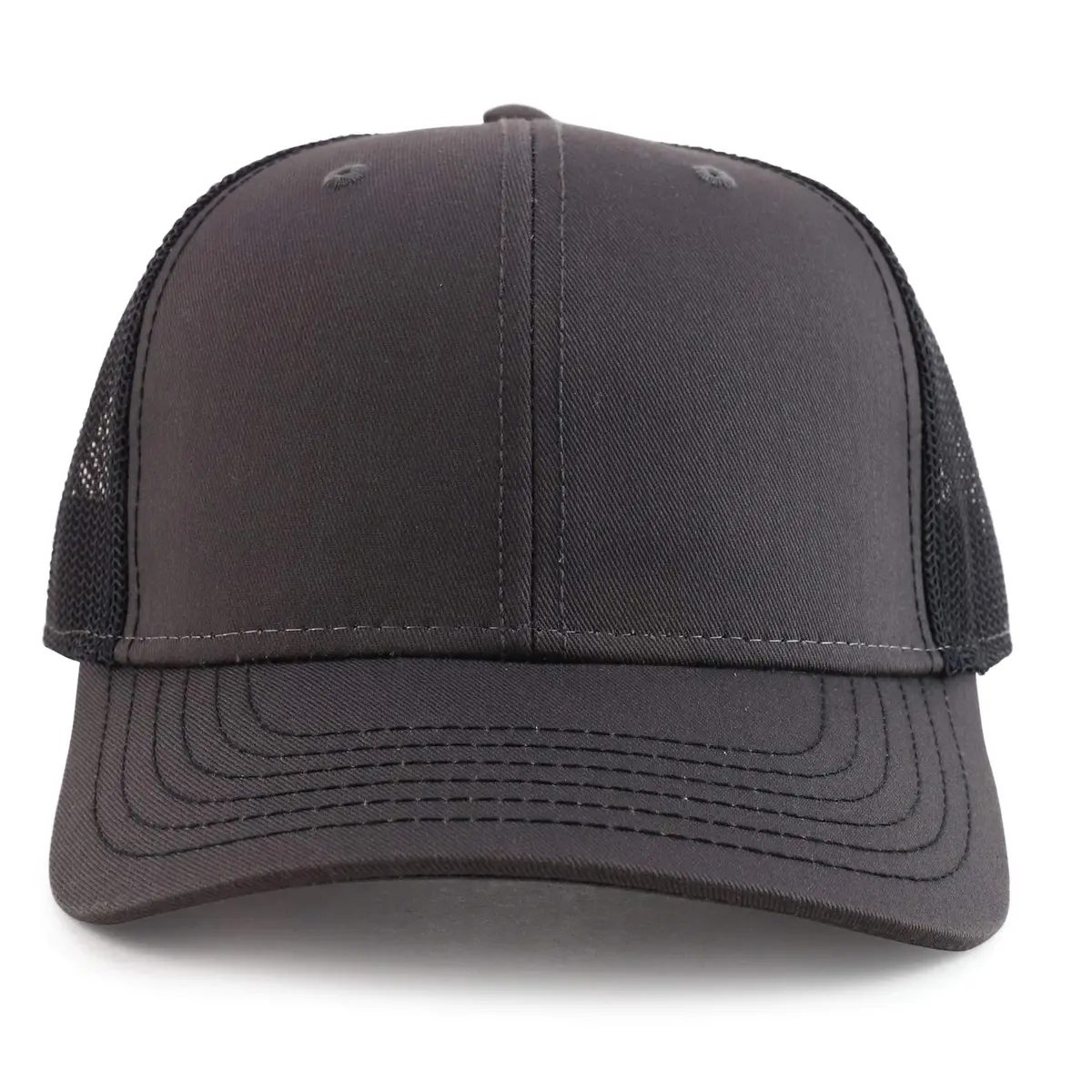 Armycrew Oversize XXL Low Profile Two Tone Mesh Back Trucker Baseball Cap - Charcoal Black - 2XL - view 2
