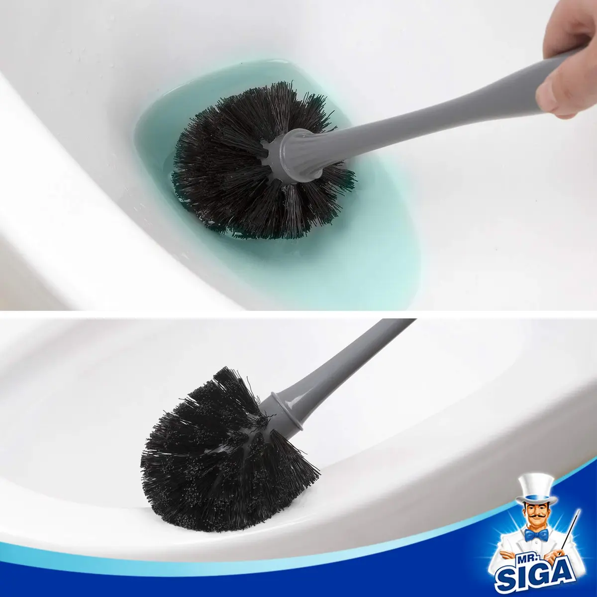 MR.SIGA Toilet Plunger and Bowl Brush Combo for Bathroom Cleaning, Gray | Heavy Duty Rubber Plunger & Nylon Brush - view 6