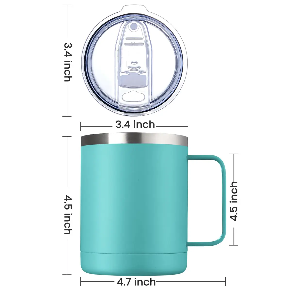 MEWAY 12oz Coffee Mug With Handle | Double Wall Vacuum Insulated Travel Tumbler (Light Green, Set of 2) - view 4