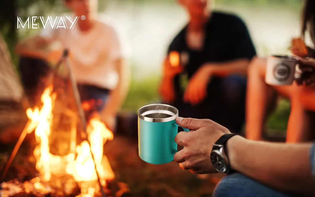 MEWAY 12oz Coffee Mug With Handle | Double Wall Vacuum Insulated Travel Tumbler (Light Green, Set of 2) - view 8