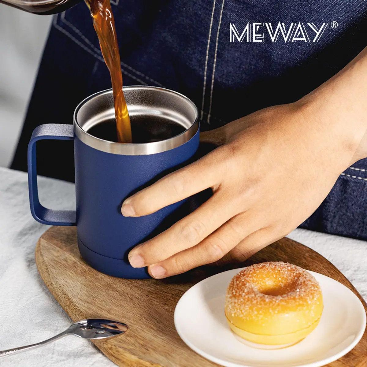 MEWAY 12oz Coffee Mug With Handle | Double Wall Vacuum Insulated Travel Tumbler for Hot & Cold Drinks - view 6