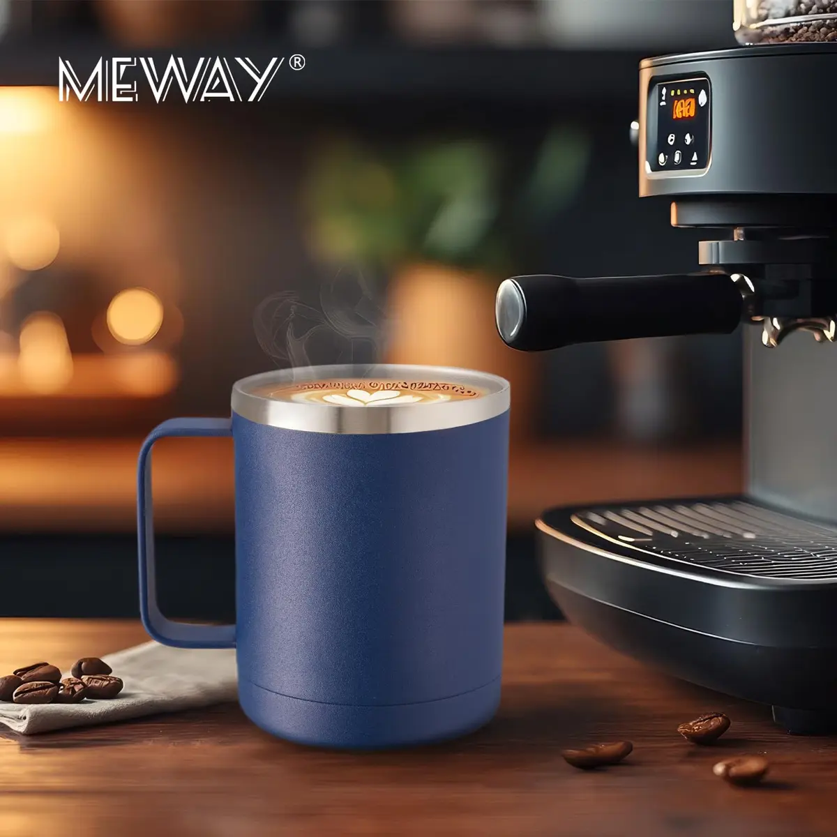 MEWAY 12oz Coffee Mug With Handle | Double Wall Vacuum Insulated Travel Tumbler for Hot & Cold Drinks - view 7