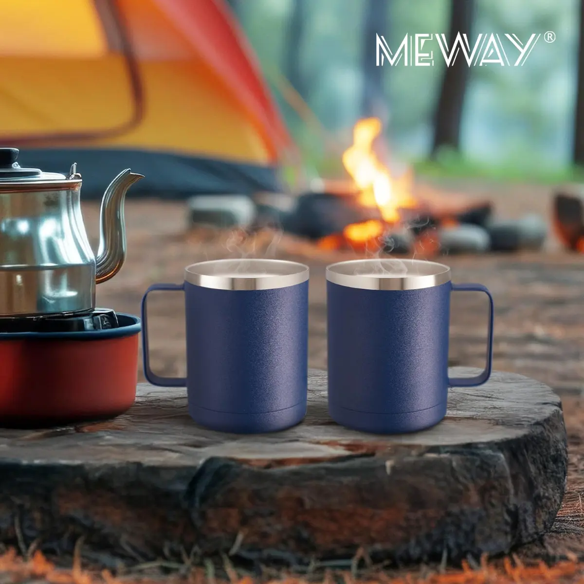 MEWAY 12oz Coffee Mug With Handle | Double Wall Vacuum Insulated Travel Tumbler for Hot & Cold Drinks - view 8