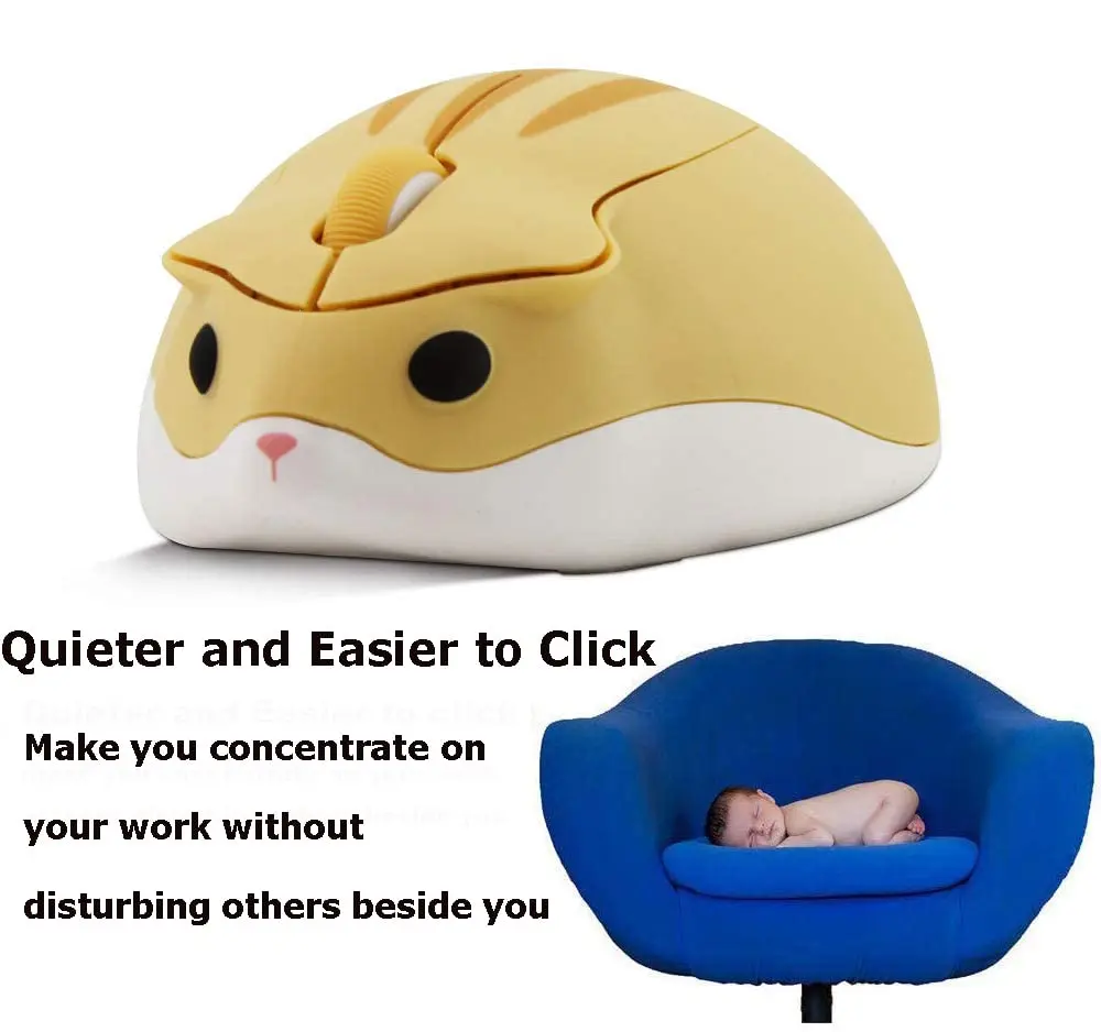 SHARE SUNSHINE 2.4GHz Wireless Hamster Mouse 1200DPI | Cute, No Noise, Portable, for PC & Mac (Yellow) - view 6