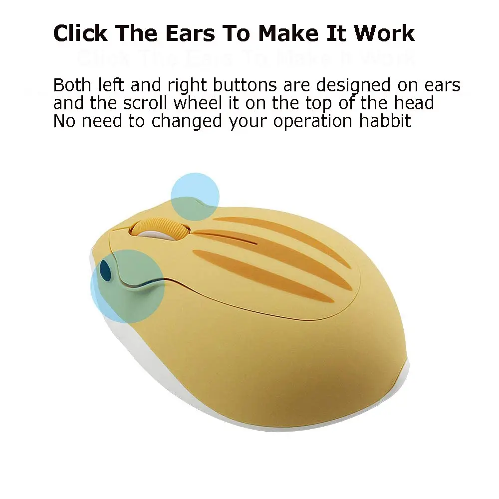 SHARE SUNSHINE 2.4GHz Wireless Hamster Mouse 1200DPI | Cute, No Noise, Portable, for PC & Mac (Yellow) - view 7