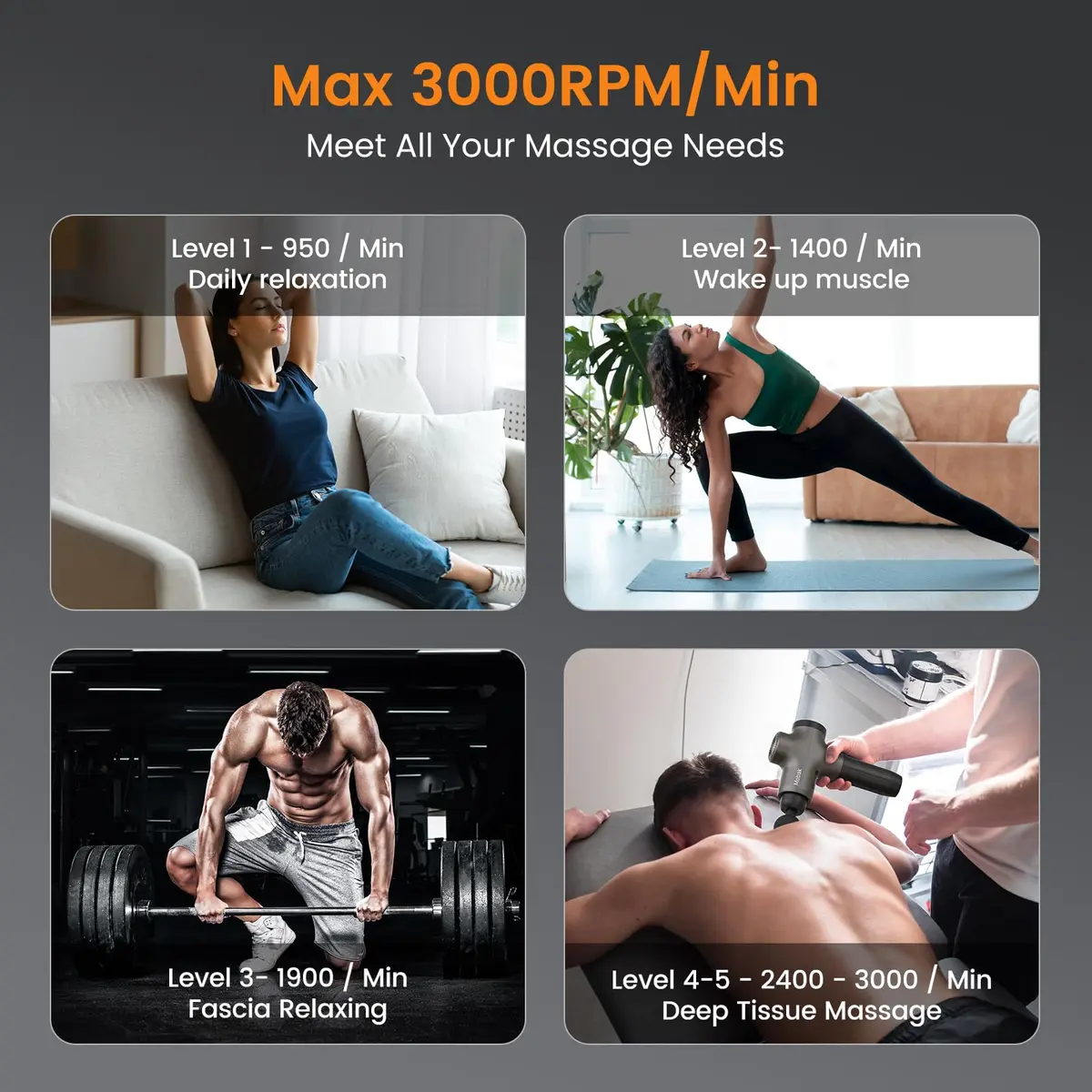 Mebak 3 Deep Tissue Massage Gun 12mm Amplitude | Professional Percussion Massager for Athletes & Pain Relief - view 3