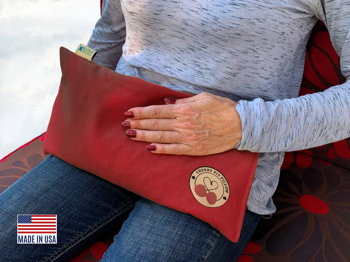 KOYA Naturals Heating Pad Microwavable - Cherry Pit/Stone/Seed Pillow Heat Pack for Neck, Muscles, Joints, Stomach Pain, Menstrual Cramps - Warm Compress Neck Wrap - Moist Heat Therapy (Henna Red) - main product image