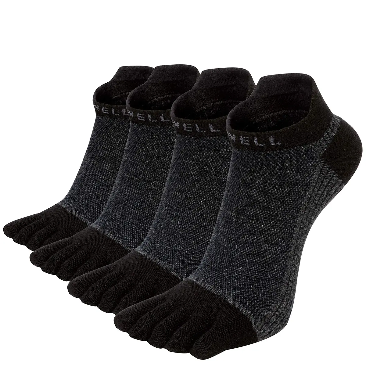 VWELL Cotton Toe Socks Five Finger Socks No Show Crew Athletic Running Socks 4 Pairs | Moisture Wicking & Soft Comfort - main product image