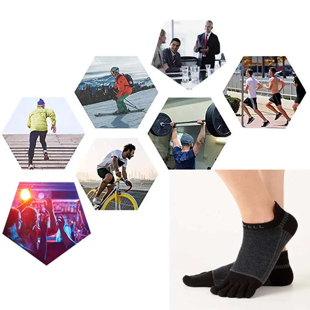 VWELL Cotton Toe Socks Five Finger Socks No Show Crew Athletic Running Socks 4 Pairs | Moisture Wicking & Soft Comfort - view 5