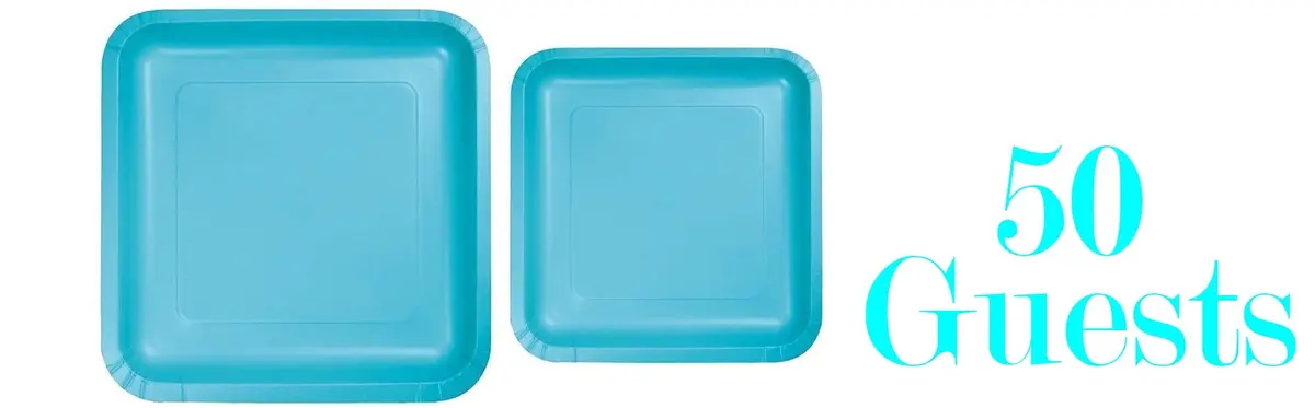 Oojami Teal Paper Plates Set – 50x 9-Inch Dinner & 50x 7-Inch Dessert Plates | Square Disposable Tableware for Parties - view 3