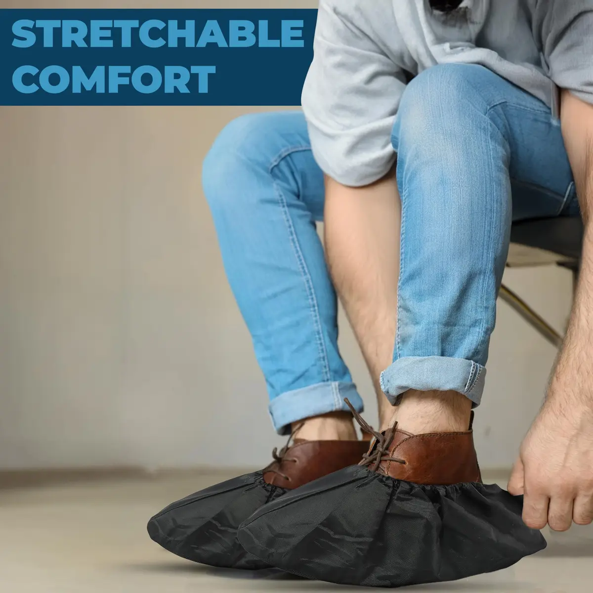 Blue Shoe Guys Reusable Waterproof Shoe Covers 4 Pack | Durable, Washable, Non-Slip for Men & Women (up to size 12) - view 5