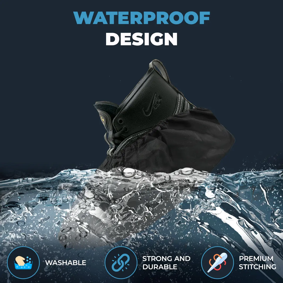 Blue Shoe Guys Reusable Waterproof Shoe Covers 4 Pack | Durable, Washable, Non-Slip for Men & Women (up to size 12) - view 4