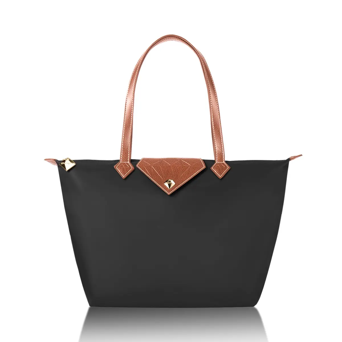 BOJLY Women's Tote Bag, Waterproof Nylon Shoulder Bag, Large Grey | Foldable Beach Travel Bag - main product image