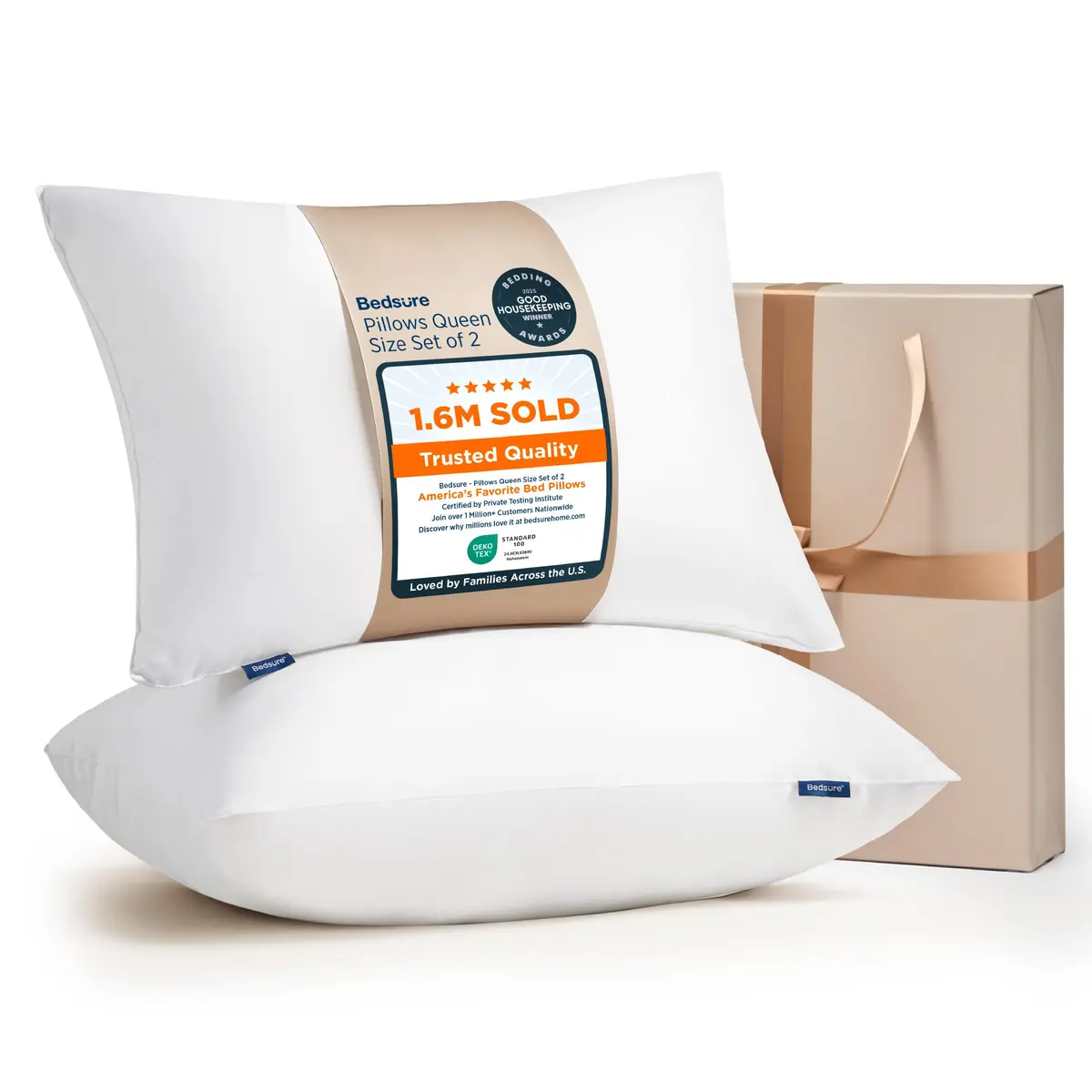 Bedsure Pillow Set of 2 | Hotel Quality, Supportive & Breathable, 20x26in, White - main product image