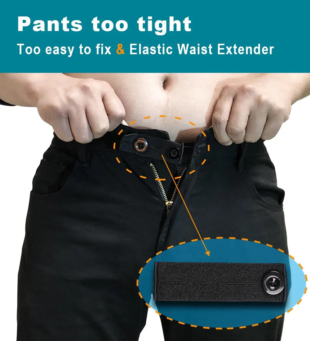 YUANHANG Adjustable Elastic Button Extender for Pants | 15 Pcs, 7 Colors, 2 Lengths, Suitable for Women & Men - view 5