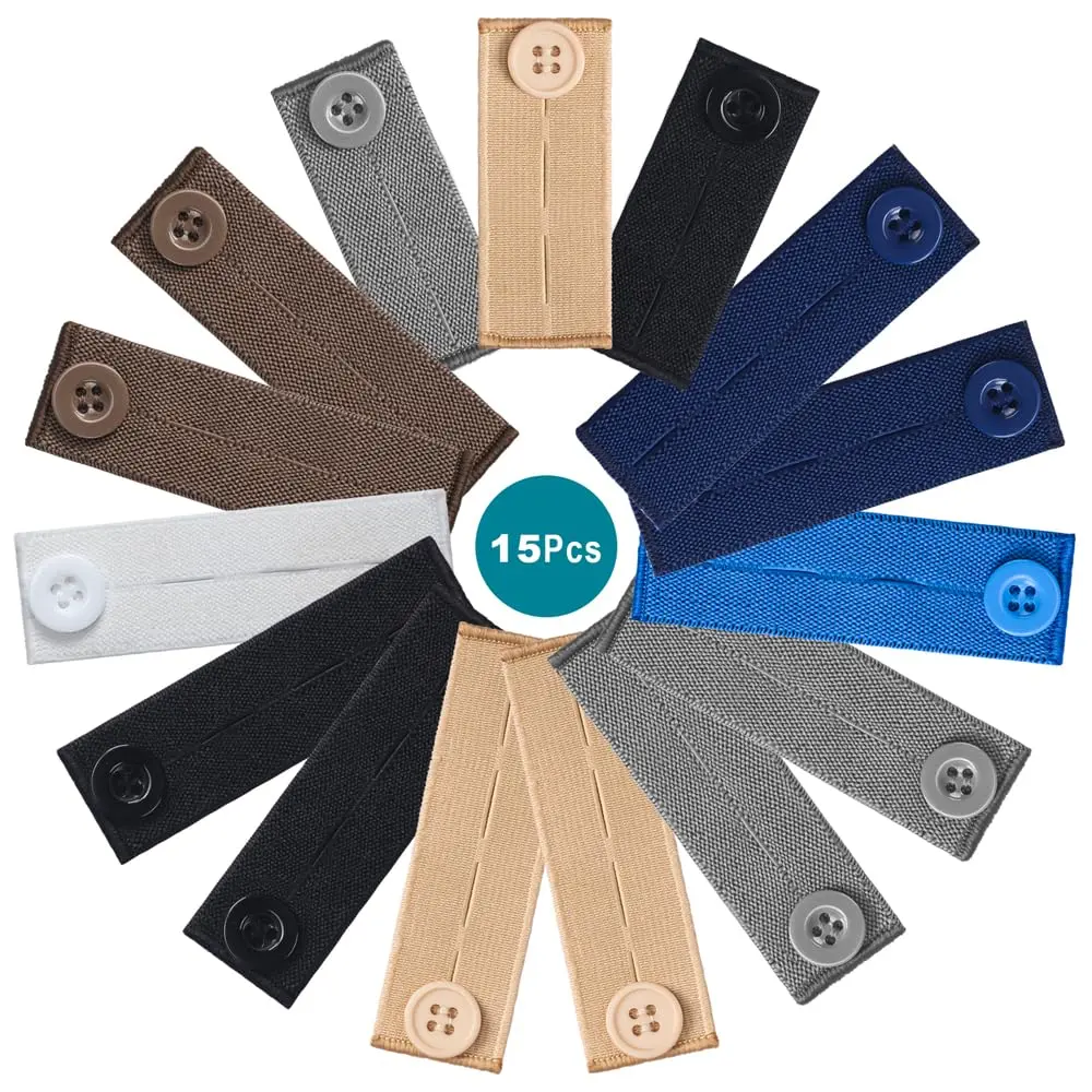 YUANHANG Adjustable Elastic Button Extender for Pants | 15 Pcs, 7 Colors, 2 Lengths, Suitable for Women & Men - view 7
