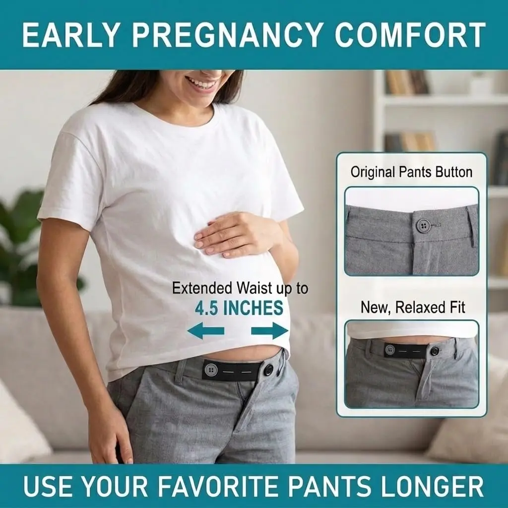 YUANHANG Adjustable Elastic Button Extender for Pants | 15 Pcs, 7 Colors, 2 Lengths, Suitable for Women & Men - view 2