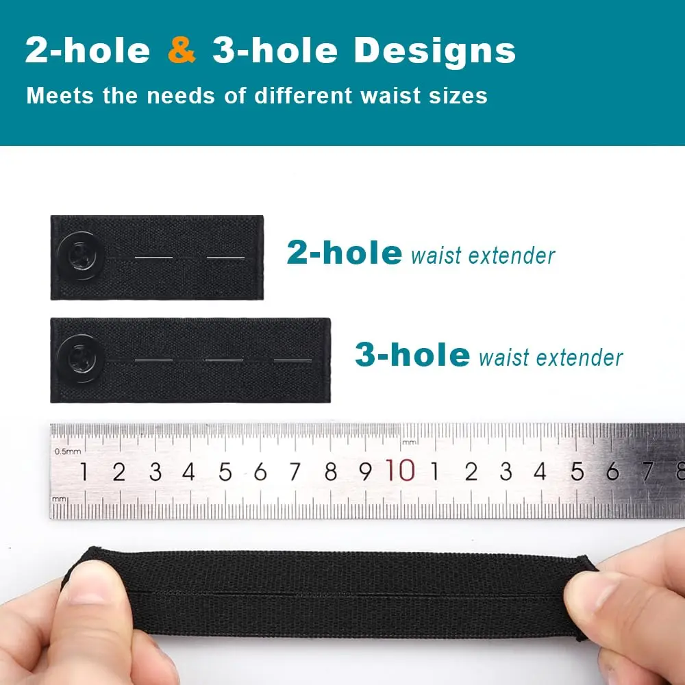 YUANHANG Adjustable Elastic Button Extender for Pants | 15 Pcs, 7 Colors, 2 Lengths, Suitable for Women & Men - view 3