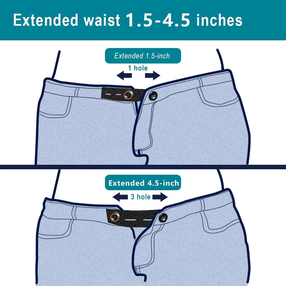 YUANHANG Adjustable Elastic Button Extender for Pants | 15 Pcs, 7 Colors, 2 Lengths, Suitable for Women & Men - view 4