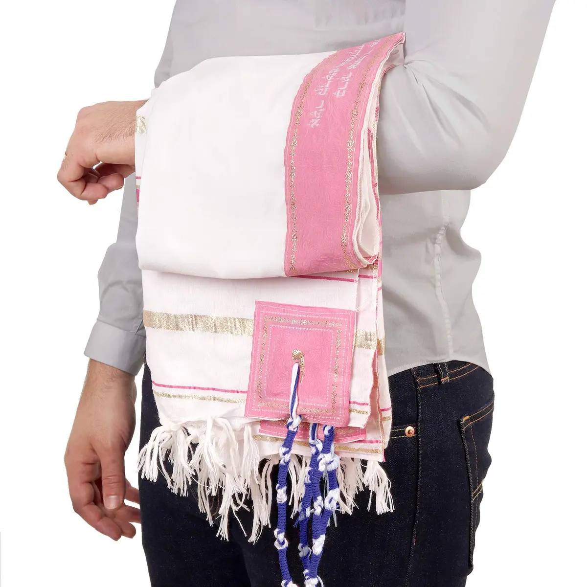 HalleluYAH Prayer Shawl XL 72x36 Inches | Hebrew Blessings & Traditional Symbols - view 2