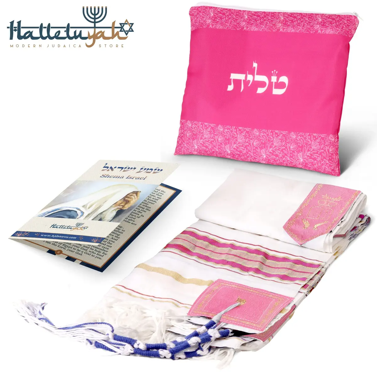HalleluYAH Prayer Shawl XL 72x36 Inches | Hebrew Blessings & Traditional Symbols - view 4
