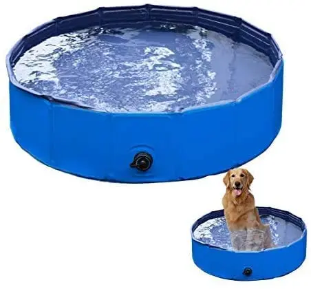 VaygWay Foldable Dog Pet Pool – Portable Swimming Pool for Dogs & Cats, Collapsible Bathing Tub, 10 Gallons, Blue - view 2