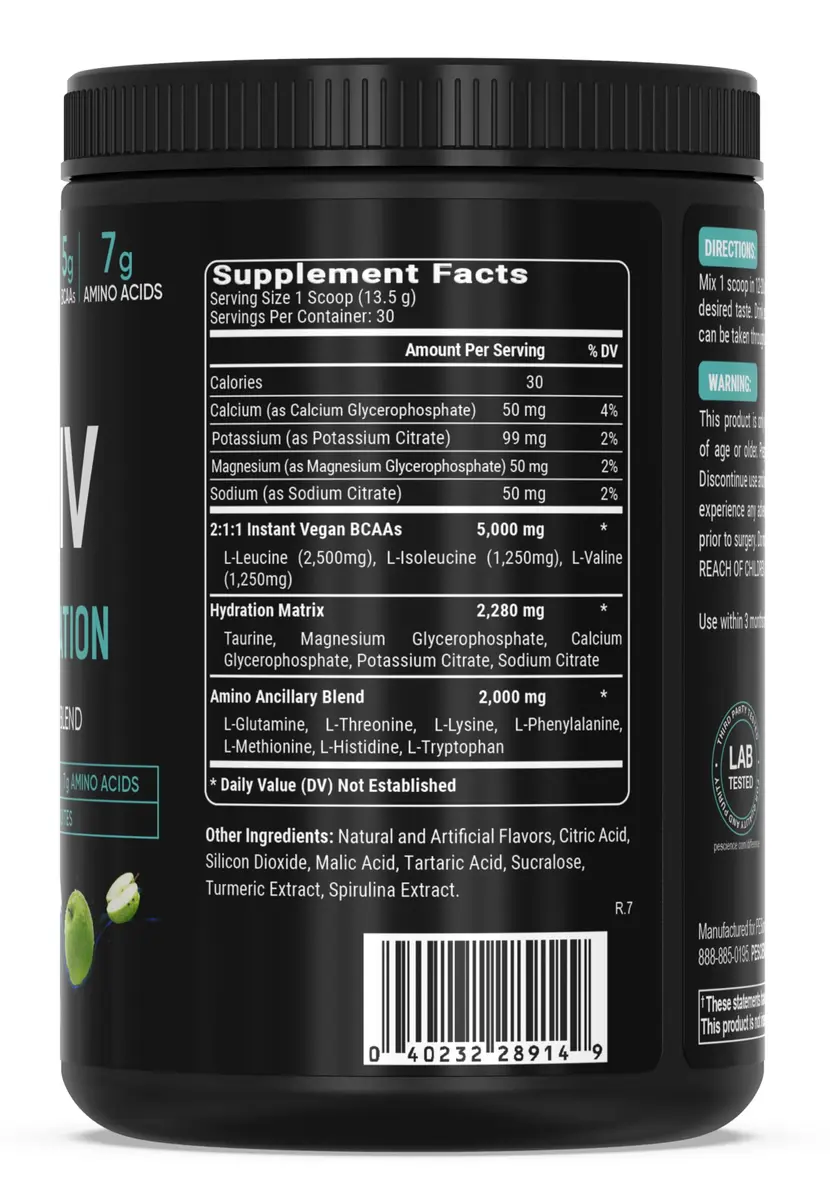 PEScience Amino IV BCAA & EAA Powder, Sour Green Apple, 30 Servings | High Leucine Content for Muscle Synthesis - view 7