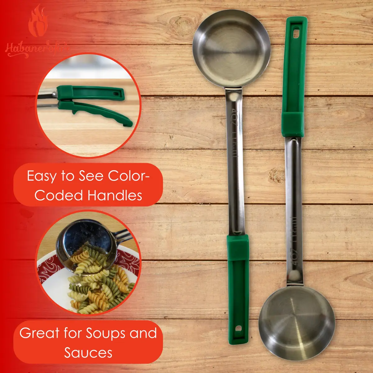 Habanerofire 4 oz (118 ml) Solid Stainless Steel Portion Control Ladle Spoodle - Pack of 2 | Commercial Grade for Soups & Sauces - view 2