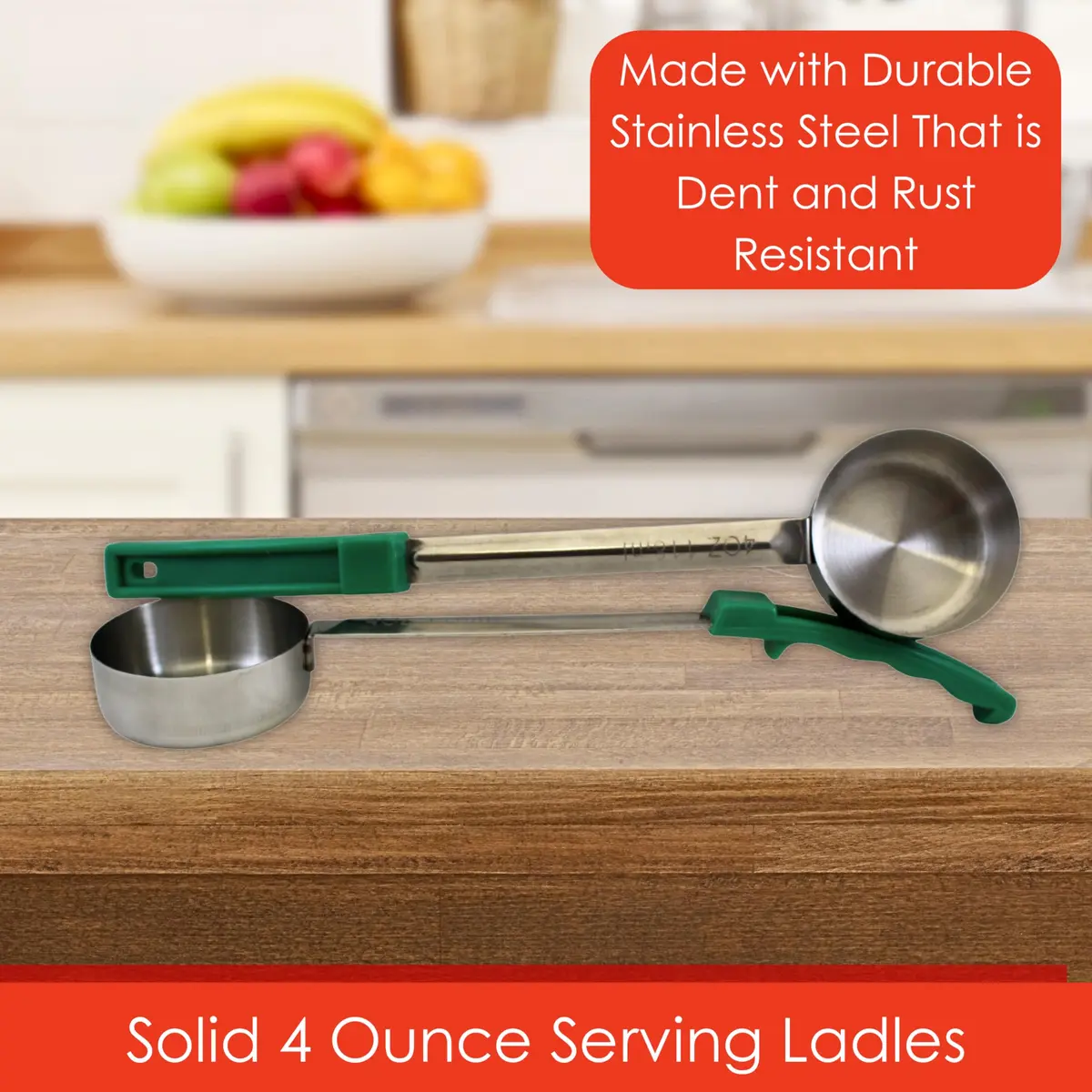 Habanerofire 4 oz (118 ml) Solid Stainless Steel Portion Control Ladle Spoodle - Pack of 2 | Commercial Grade for Soups & Sauces - view 3
