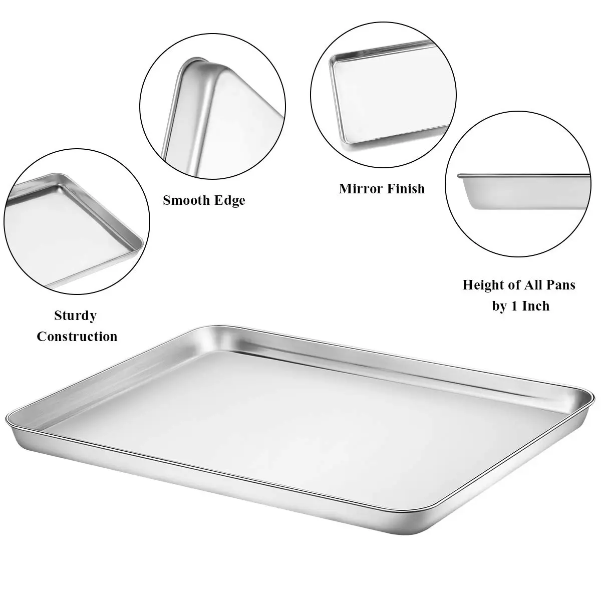 Wildone Stainless Steel Baking Sheet with Rack Set [2 Pans + 2 Racks] 40.7 x 30.8 cm (16 x 12 Inch) | Heavy Duty Non-Toxic Baking & Cooling - view 4