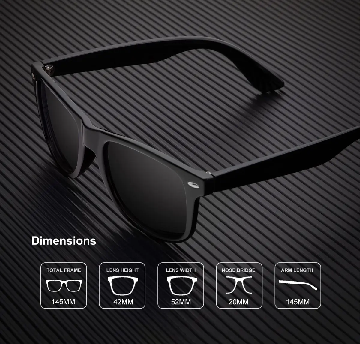 KALIYADI Polarized Sunglasses for Men and Women Matte Finish UV Blocking 52mm (145mm) | True Color HD Lenses - view 4