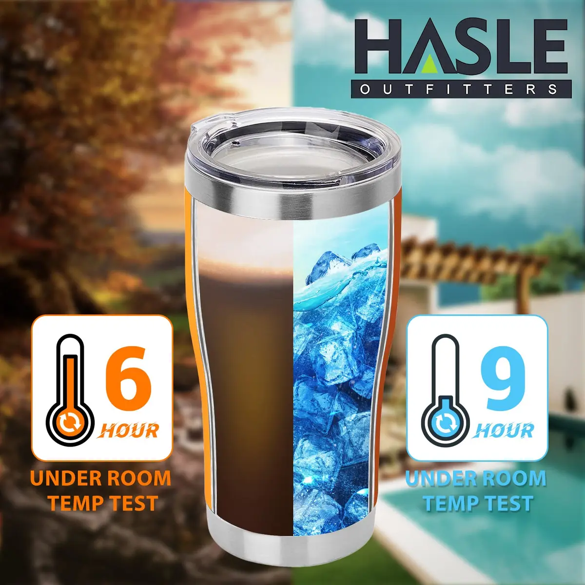 HASLE OUTFITTERS 20 oz Stainless Steel Tumbler with Lid | Vacuum Insulated, Orange, 1 Pack - view 5