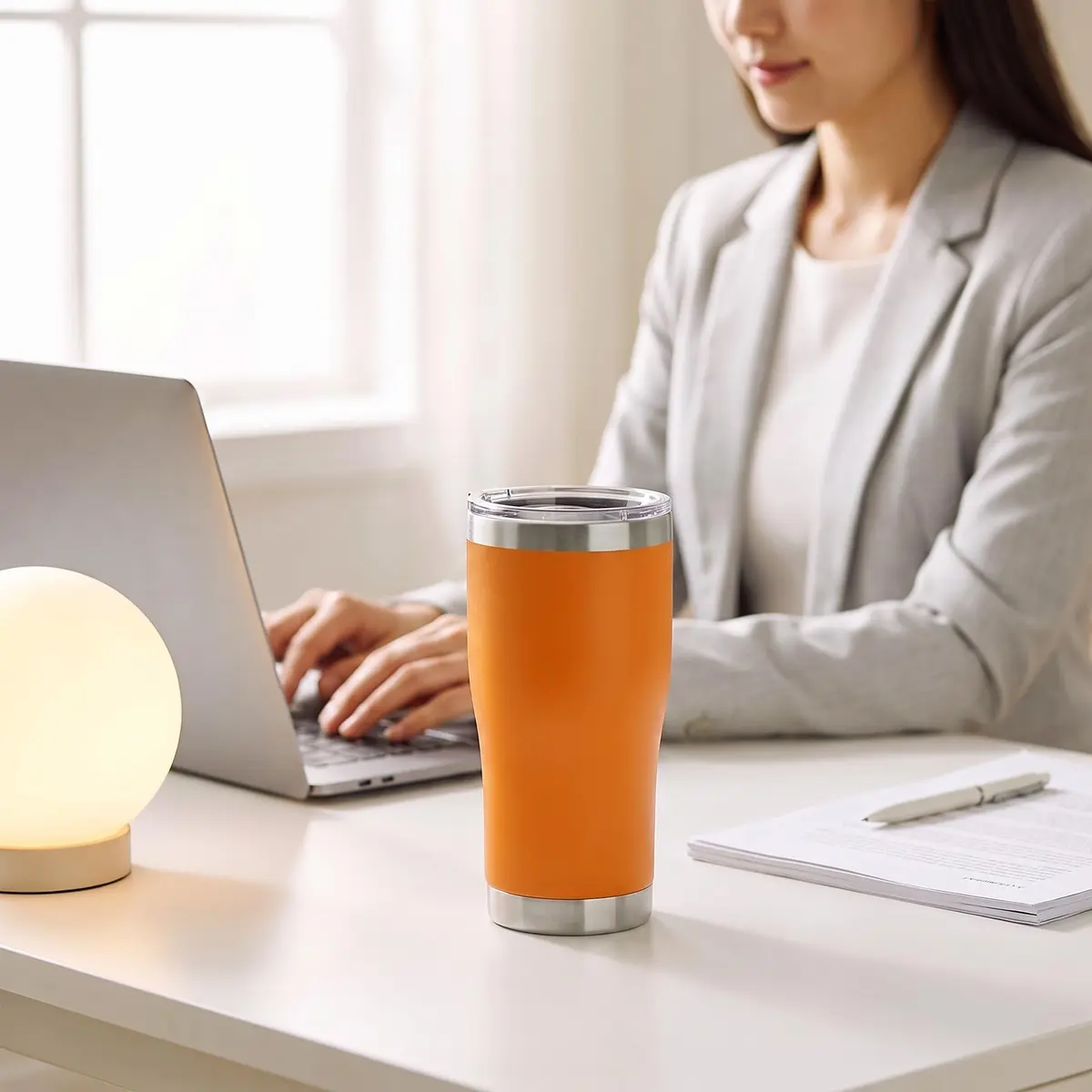 HASLE OUTFITTERS 20 oz Stainless Steel Tumbler with Lid | Vacuum Insulated, Orange, 1 Pack - view 2