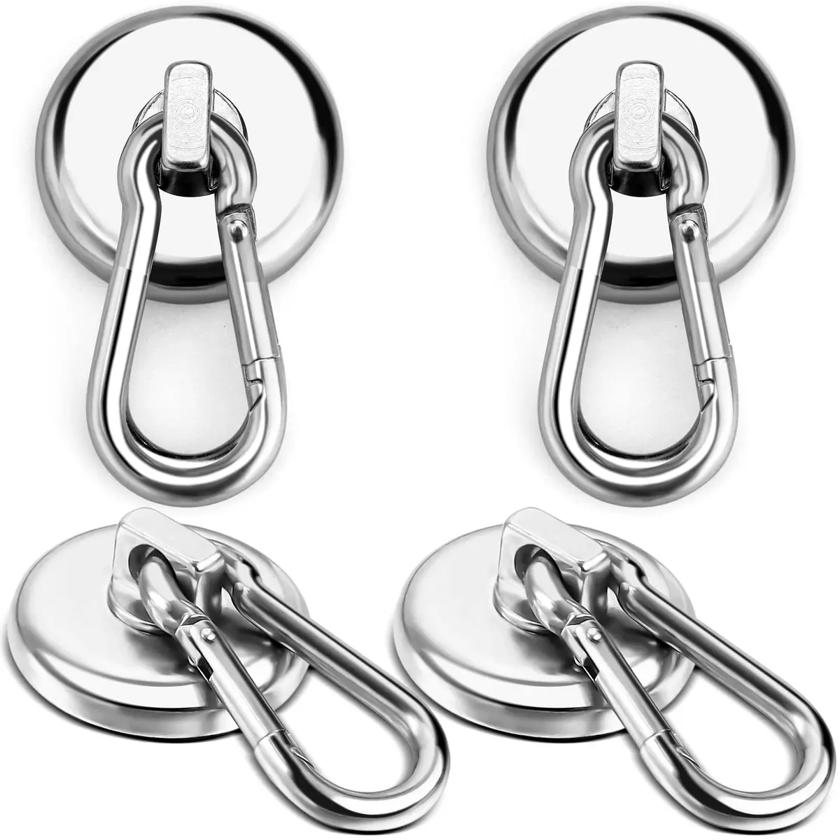 E BAVITE Heavy Duty Magnetic Hooks 110 lbs Capacity | Swivel Carabiner, Neodymium, 4 Pack - main product image