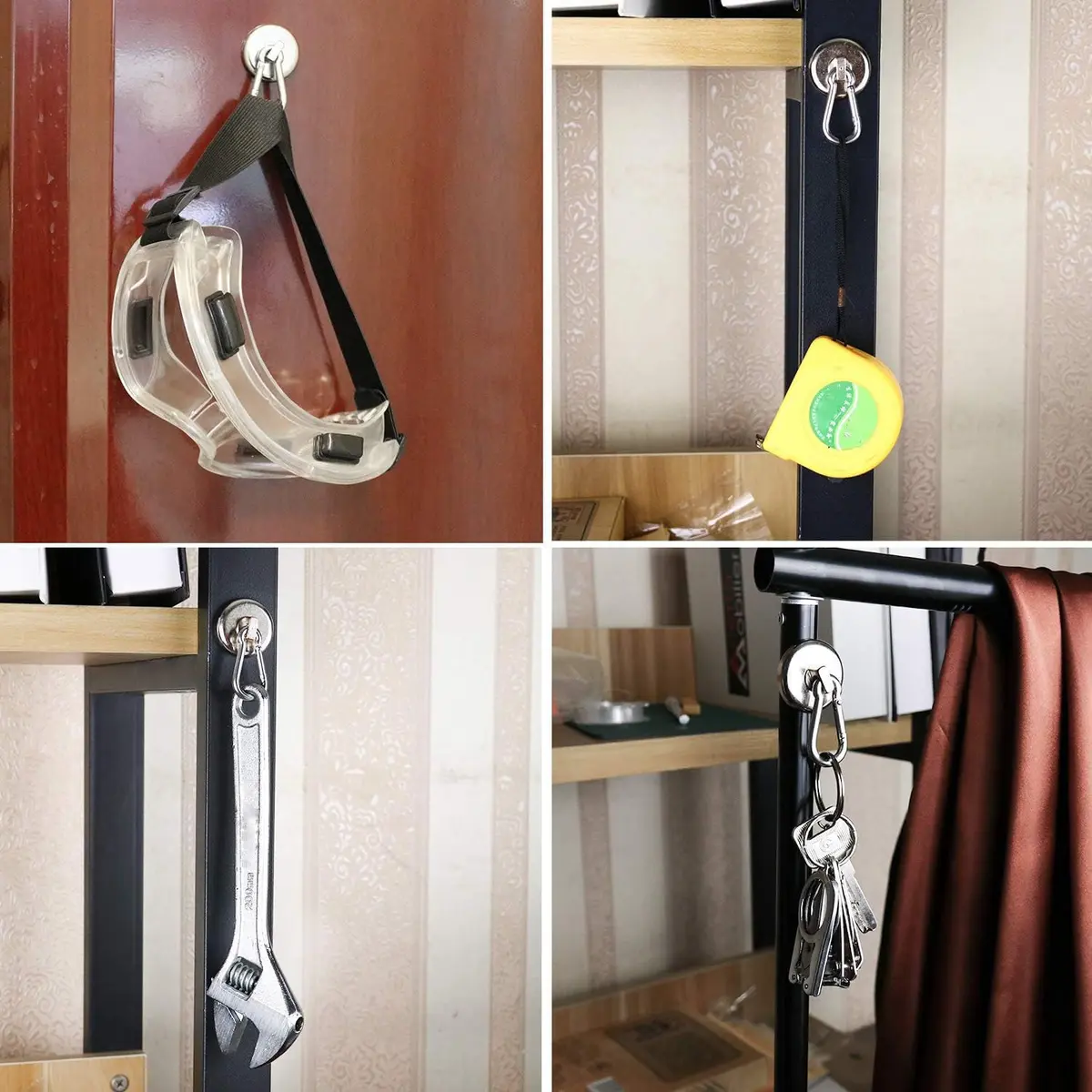 E BAVITE Heavy Duty Magnetic Hooks 110 lbs Capacity | Swivel Carabiner, Neodymium, 4 Pack - view 7