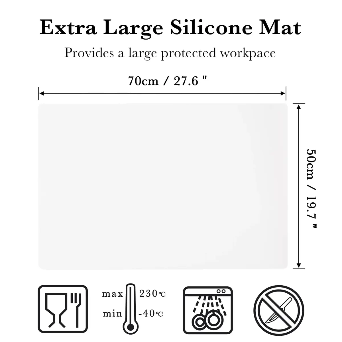 Gartful Oversize Translucent Silicone Mat 70cm x 50cm | Protects Surfaces from Crafts, Resin & Heat - view 2