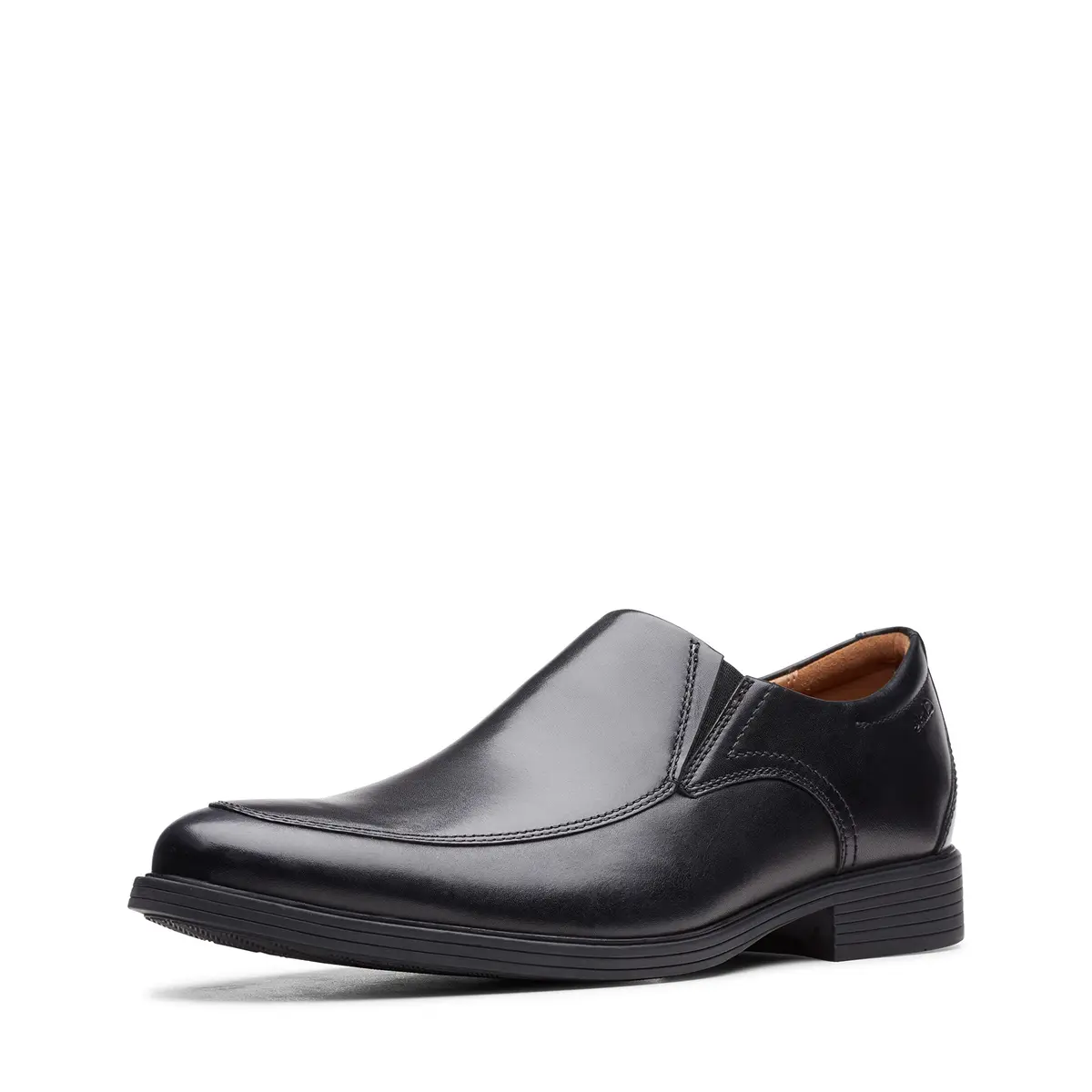 Clarks Whiddon Step Loafer Black Leather 12 Wide | Slip-On Dress Shoe with OrthoLite Support - main product image