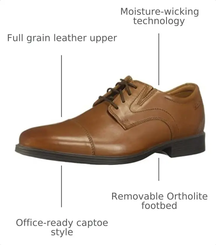 Clarks Men's Whiddon Cap Oxford Dark Tan Leather 8.5 (2.95 cm (1.16 in) Heel) - view 2