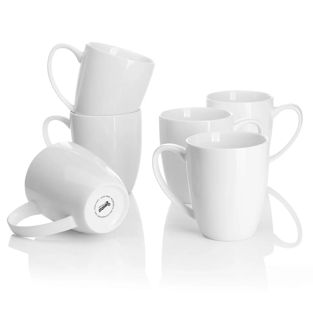 Sweese Porcelain White Coffee Mug 12oz | Set of 6, Dishwasher & Microwave Safe - main product image
