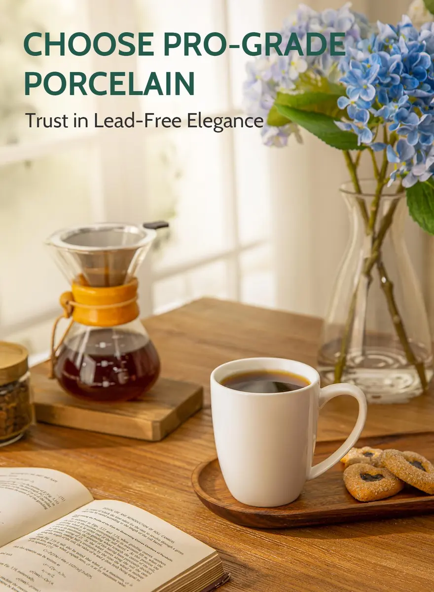 Sweese Porcelain White Coffee Mug 12oz | Set of 6, Dishwasher & Microwave Safe - view 2