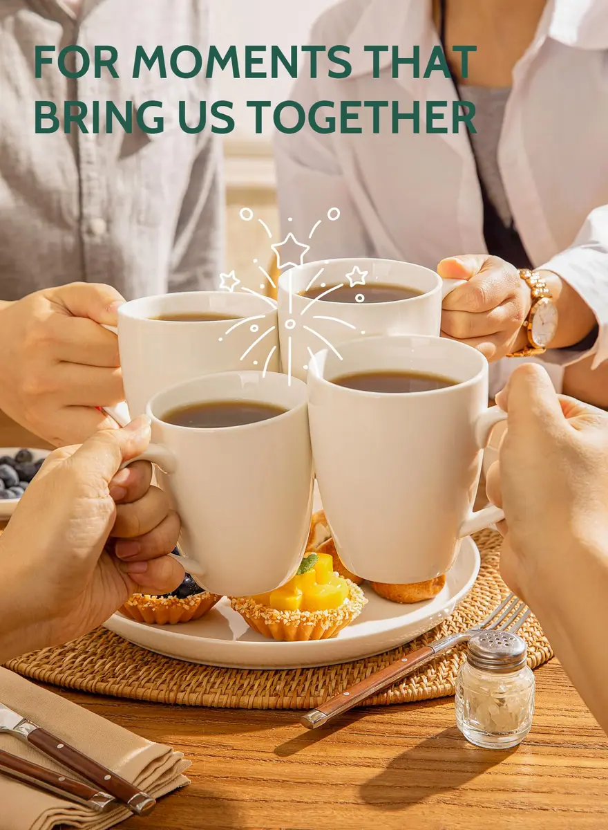 Sweese Porcelain White Coffee Mug 12oz | Set of 6, Dishwasher & Microwave Safe - view 4