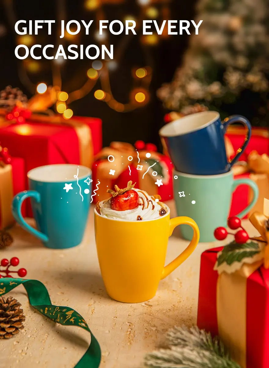 Sweese Porcelain Mug - 12 Ounce for Coffee, Tea, Cocoa & Mulled Drinks | Set of 6, Assorted Colors - view 7